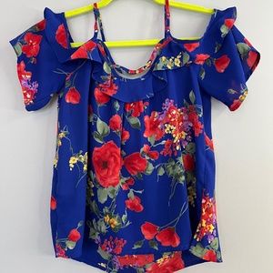 Skies are Blue SP Heidi Cold Shoulder Ruffle Top